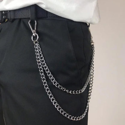 Punk Street Moon & Star Keychain – Goth Skull Rivet Waist Chain for Jeans, Unisex Rock Accessories