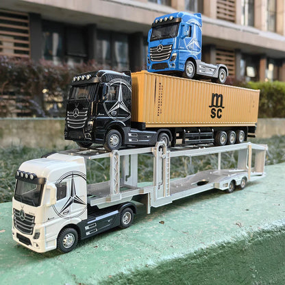 1:50 Large Diecast Alloy Truck Model – Pull-Back Container Toy with Sound & Light for Boys’ Gifts