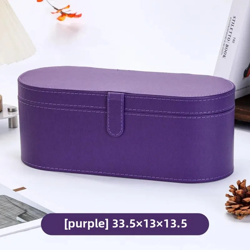 Dyson Hairdryer & Curling Iron PU Leather Storage Box – Round Circular Household Appliance Container