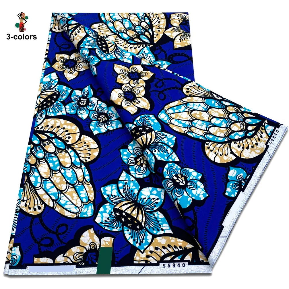 African Ankara Wax Fabric - 100% Cotton Soft Pink Pagne Fashion Print