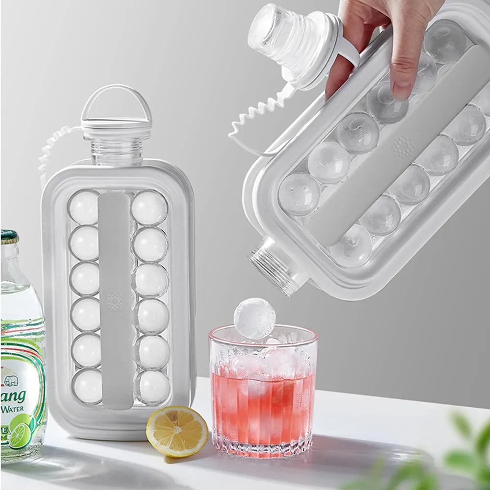 2-in-1 Silicone Ice Ball Maker Kettle - Creative Portable Ice Cube Mold and Ice Hockey Lattice Tool for Kitchen and Bar