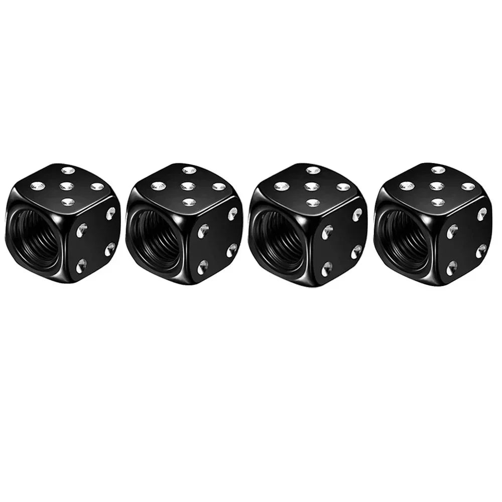4 Pcs Crown Dice Car Wheel Tire Valve Caps - Universal Tyre Rim Stem Covers | Air Dust & Waterproof | Bling Accessories for Car & Motorcycle