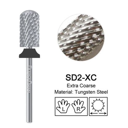 Gold Tungsten Carbide Nail Drill Bits – Large Barrel Milling Cutter, Pro Reversed Durable Grinding & Polishing Tools Accessories 4XC