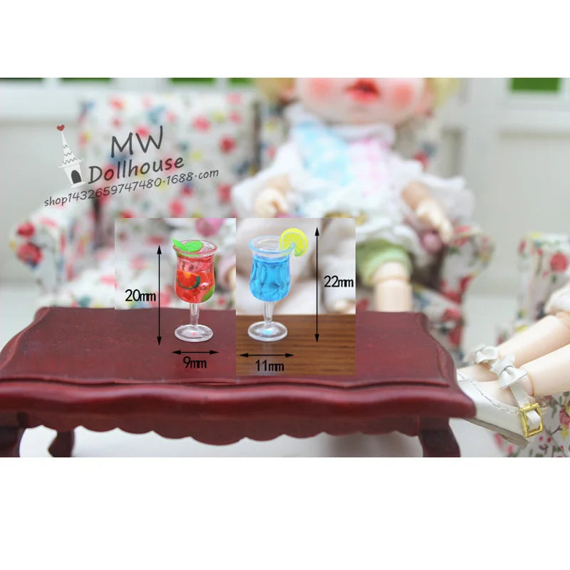 1/12 Dollhouse Miniature Yogurt & Ice Cream Cup – Simulation Drink Goblet Model Toy for Doll House Decoration Accessories