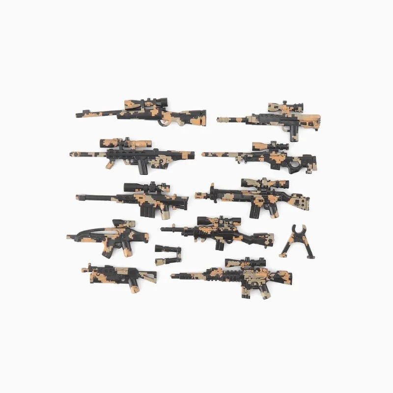 Military Building Blocks Soldier Set - Tactical Weapons Figures with Gatling Gun, Rifle, Mortar & Accessories Toy Kit