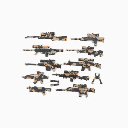 Military Building Blocks Soldier Set - Tactical Weapons Figures with Gatling Gun, Rifle, Mortar & Accessories Toy Kit
