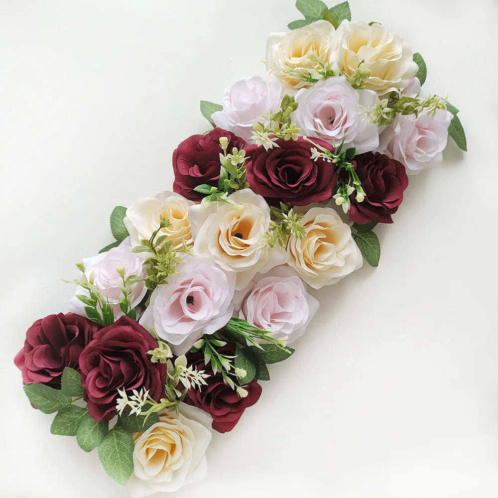 50cm Artificial Rose Flower Garland - Wedding Wall Backdrop, Party Decor & Photo Props