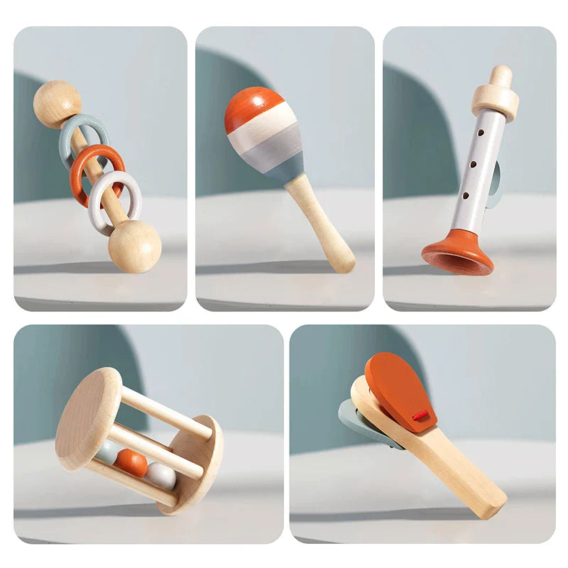5-Piece Baby Musical Instrument Toy Set – Sensory Rattles, Montessori Educational Toys, Birthday Gifts for Kids