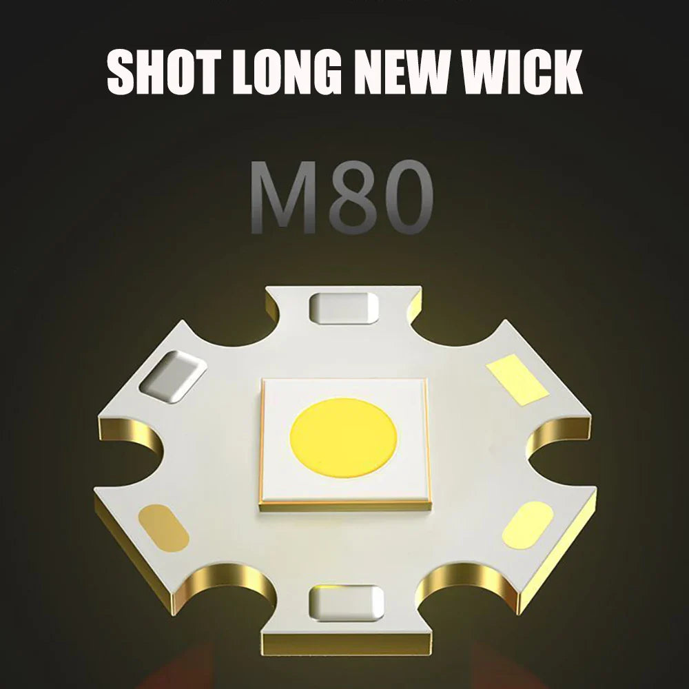 1000W Tactical LED Flashlight – Built-in 15000mAh Battery Emergency Spotlight, 9km Beam, 990,000,000LM Super Bright Torch