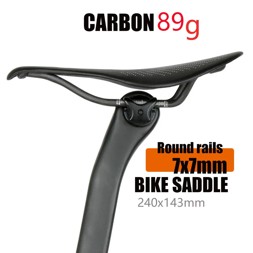 89g EVA Carbon Bike Saddle - Comfortable Ultra-Light MTB Saddle, 7x7mm Racing Bicycle Seat, 240x143mm for Easy Installation