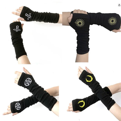 Warm Knitted Long Fingerless Gloves – Striped Elbow Mittens for Women, Fashion Christmas Gift