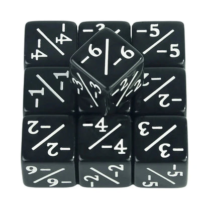 10pcs Six Sided Dice Set - D6 Counters +1/+1 & -1/-1 for Math Learning, Kids Arithmetic Toys and Card Game Accessories