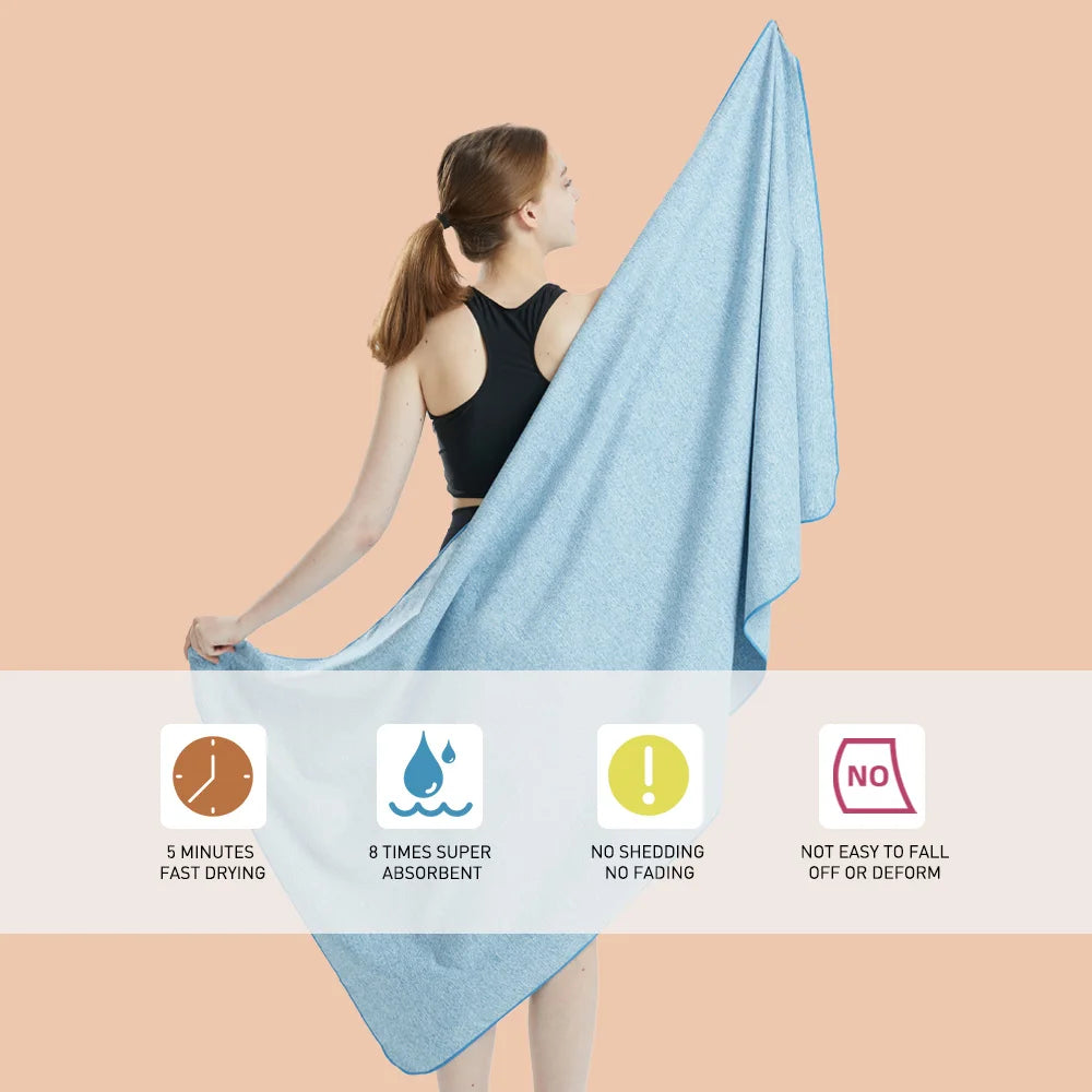 Microfiber Quick Dry Gym Towel – Silver ION Odor-Free Absorbent Workout Towel for Fast Sweat Drying