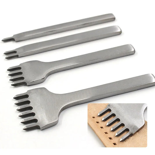 Leather Hole Punch Tool - 3/4/5/6mm Spacing Punch for Lacing, Stitching, and Sewing - DIY Leather Craft Tools with 1/2/4/6 Prong Options