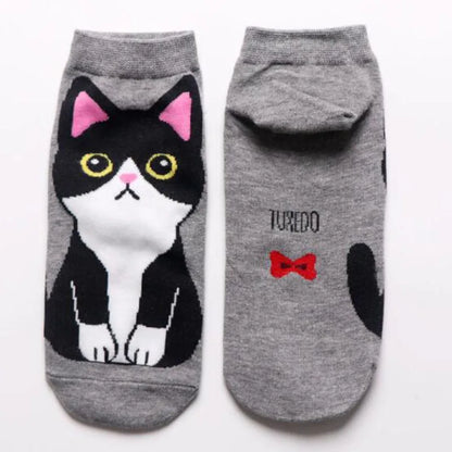 5 Pairs Women's Cute Cartoon Cat Ankle Socks - Breathable & Stylish for Everyday Wear