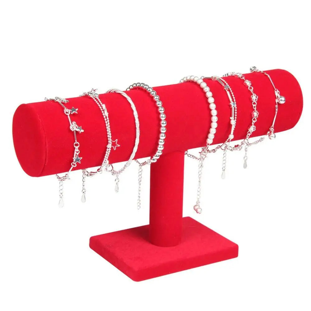 6-Color Upright Velvet Bracelet & Chain Watch Display Rack – Hard Jewelry Organizer Stand Holder