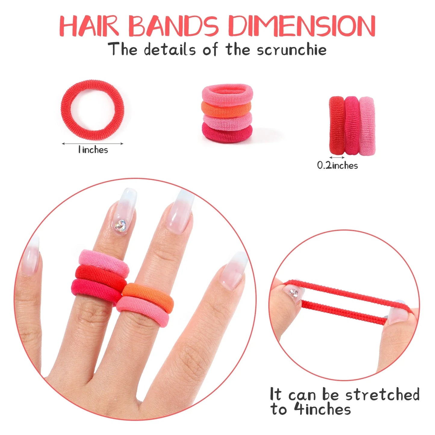 20/50PCS Kids Elastic Hair Bands – Girls Sweets Scrunchie Rubber Bands for Children Hair Ties & Headbands