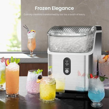 Sonic Ice Maker – 35lbs/Day Capacity, Self-Cleaning, with Scoop & Basket Ice Machine