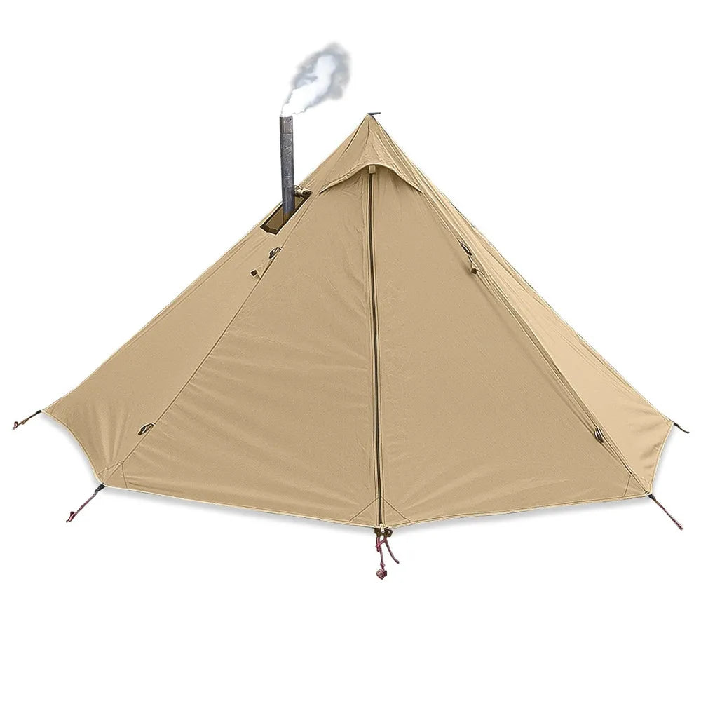 Camping Hot Tent with Chimney Window - Ultralight Tipi Teepee Pyramid, Double Layer Bushcraft Tent for 1 Person