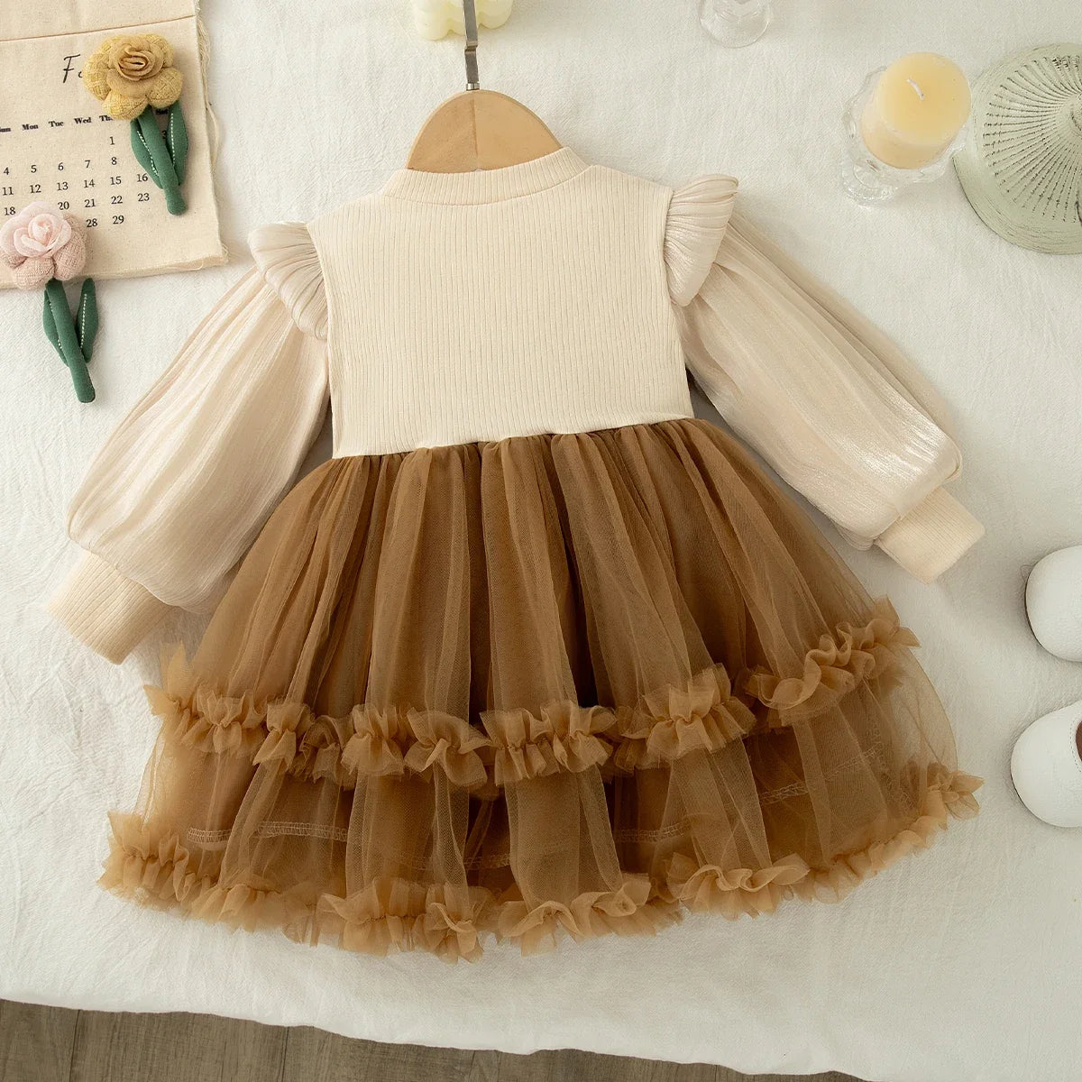 Baby Girls Chiffon Princess Dress - Solid Color Bow Birthday Dress for Ages 6 Months-3 Years