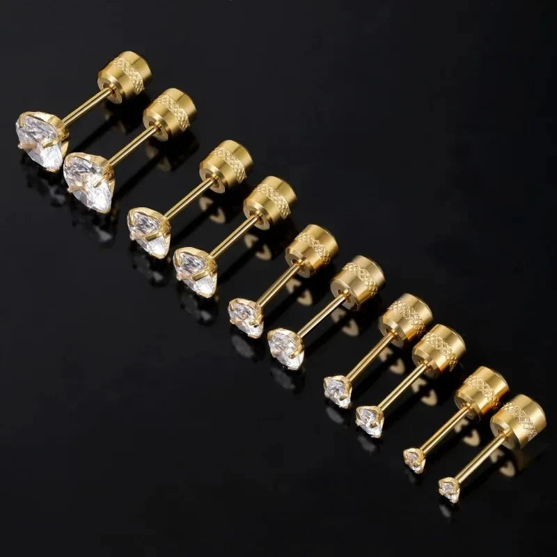 20G Titanium Stud Earrings – Hypoallergenic Tiny Cubic Zirconia Screw Back Cartilage & Tragus Piercing Jewelry