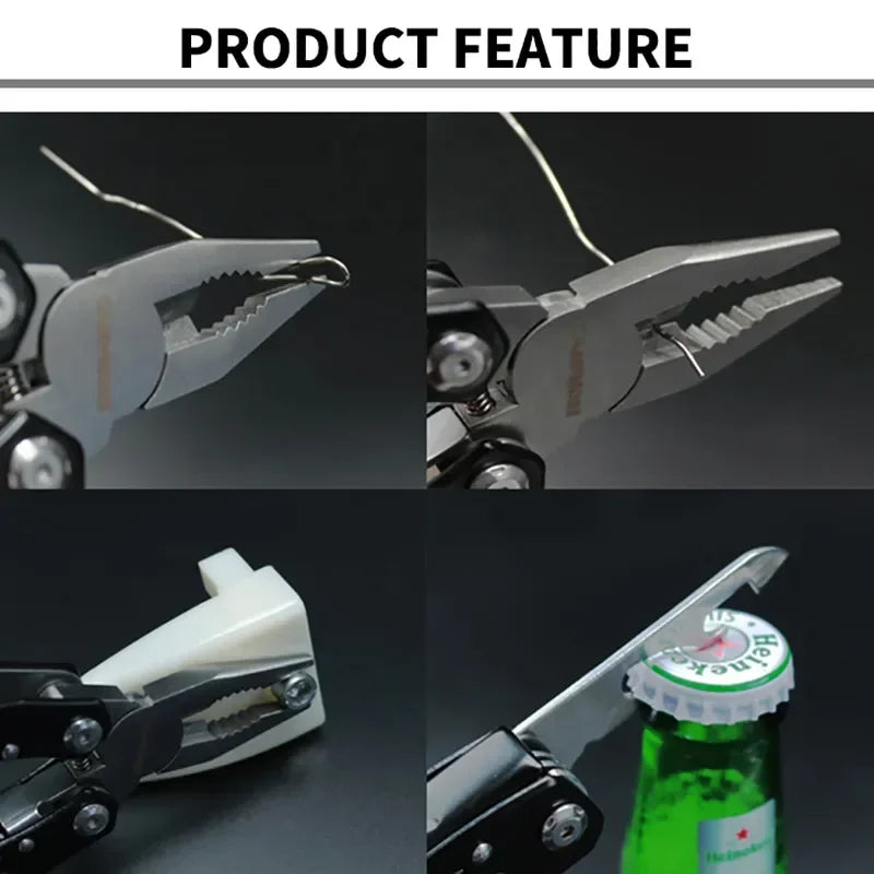 Outdoor Multitool - Portable Stainless Steel EDC Folding Survival Knife and Pliers for Camping and Emergency