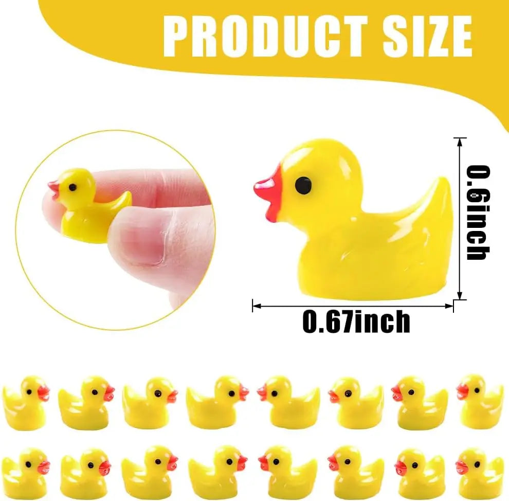 200pcs Mini Resin Yellow Ducks – Tiny Duck Figures for Garden Crafts, Fairy Landscape Decoration, and Miniature Plant Scenes