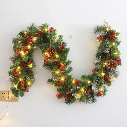 1.8M/2.7M Christmas Rattan Garland with Red Berries – DIY Wreath Decoration for Home, Wall & Door Party Decor