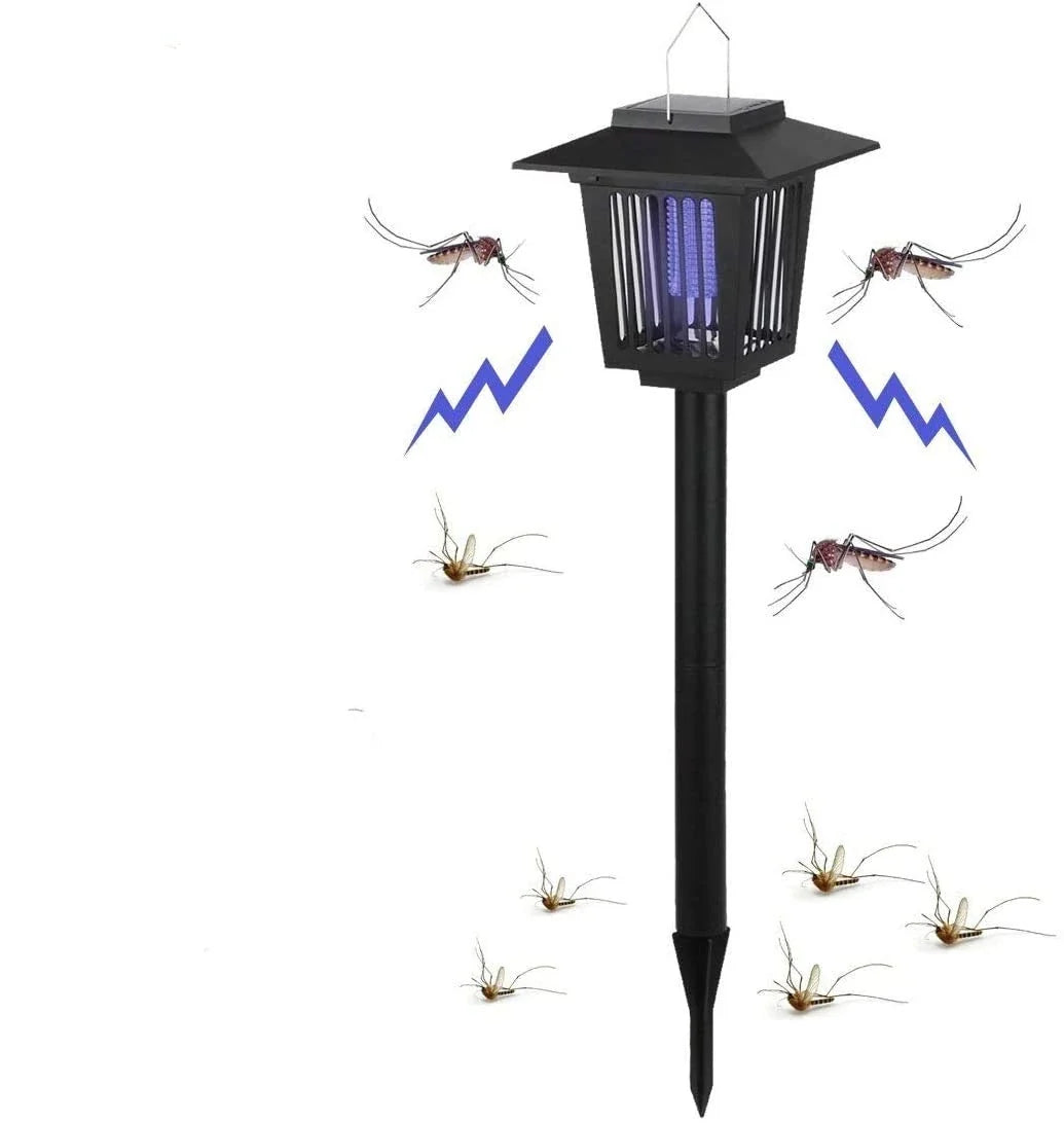 Solar Bug Zapper Lamp - Waterproof Cordless Mosquito Killer with UV & White Light for Indoor Outdoor Use