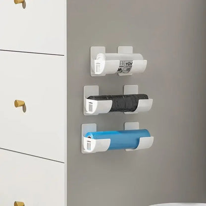 2 Pair Wall-Mounted Garbage Bag Holder - Kitchen Trash Bag Storage Box Organizer, Plastic Film Container Dispenser for Shelf
