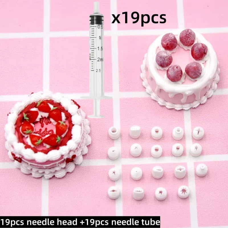 19PCS Mini Nozzle Set – Pottery Clay, Dessert, Food, and Toy Piping Tips for DIY Miniature Cakes