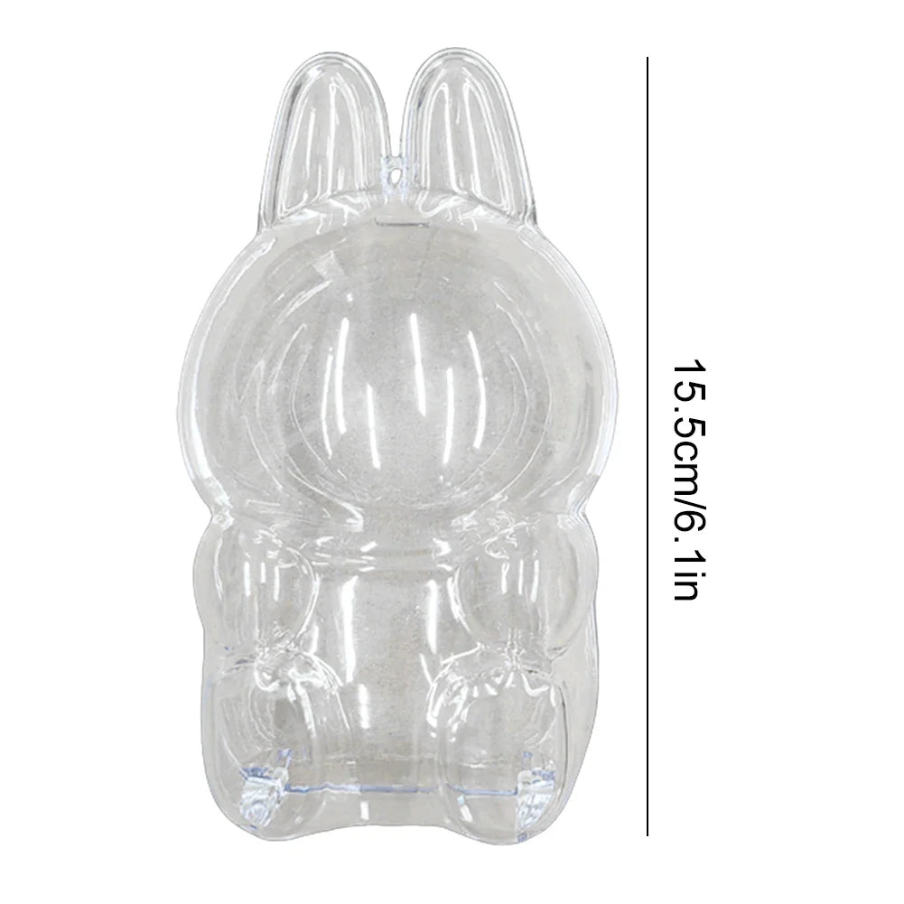 Labubu Transparent Protective Cover for Elf Doll - Cute Monster Toy Storage & Display Case for Party Plushies