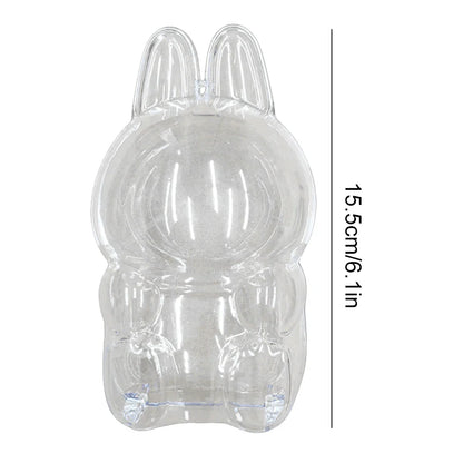 Labubu Transparent Protective Cover for Elf Doll - Cute Monster Toy Storage & Display Case for Party Plushies