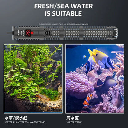 25W-300W Fish Tank Aquarium Heating Rod - Quartz Glass with Digital Display & Automatic Thermostat for Aquariums