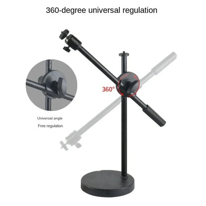 Overhead Tripod with Ring Light and Tabletop Stand, Mobile Phone Holder, Boom Arm for Nail Art and Photography