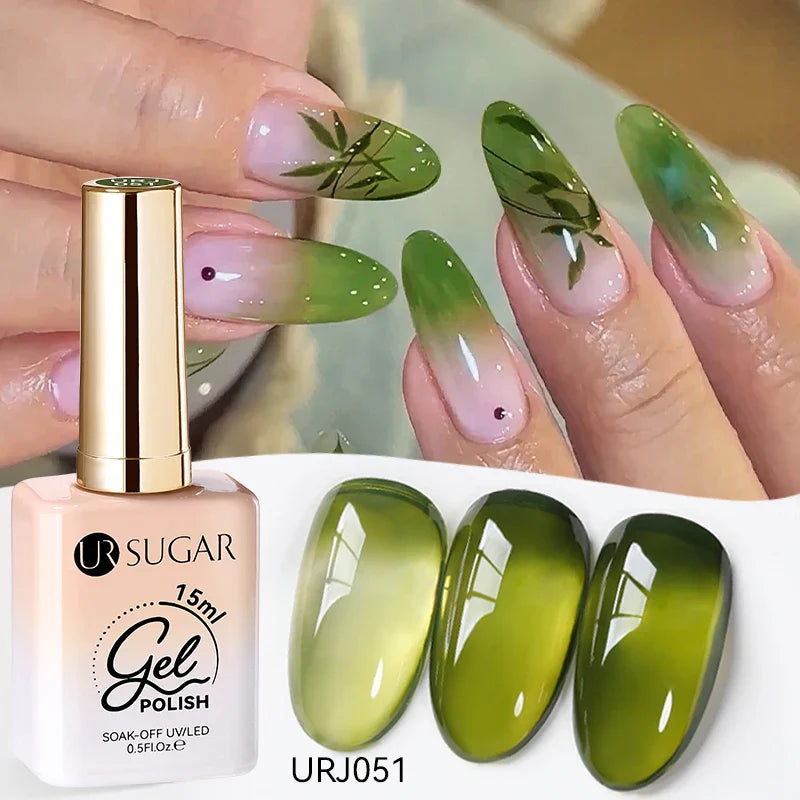 UR SUGAR 15ml Jelly Milky White Gel Polish – Translucent UV Soak Off Nail Art Varnish Semi-Permanent Fashion Nail Color