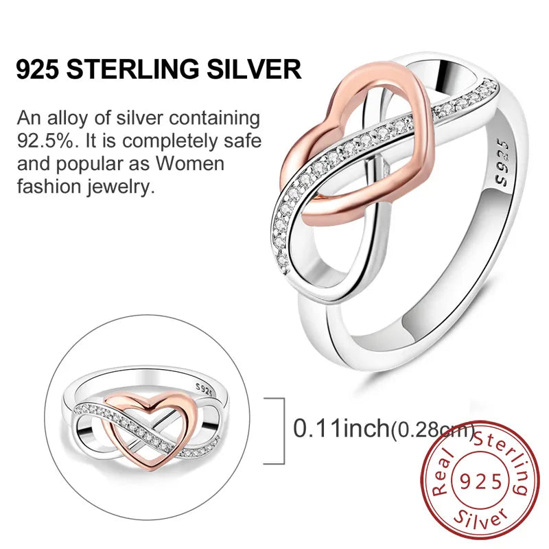925 Sterling Silver Rings - Bow, Heart, Sun, Moon & Star Zircon Jewelry for Women, Birthday & Anniversary Gift