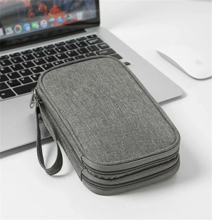 Travel Electronics Organizer Bag — Portable Waterproof Double-Layer Storage for Cables, Wires & Accessories