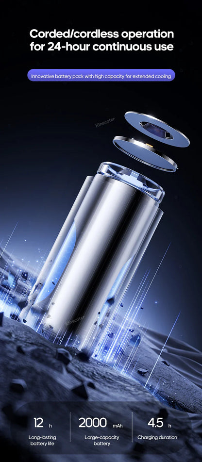 KINSCOTER Portable Air Conditioner Fan – 2000mAh Quiet Desktop Tower Fan, Wall-Mountable Non-Drilling Circulating Fan with 3 Adjustable Speeds