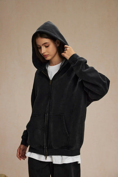 Batik Fleece Zipper Hoodie – Warm Ethnic Style Zip-Up Sweatshirt