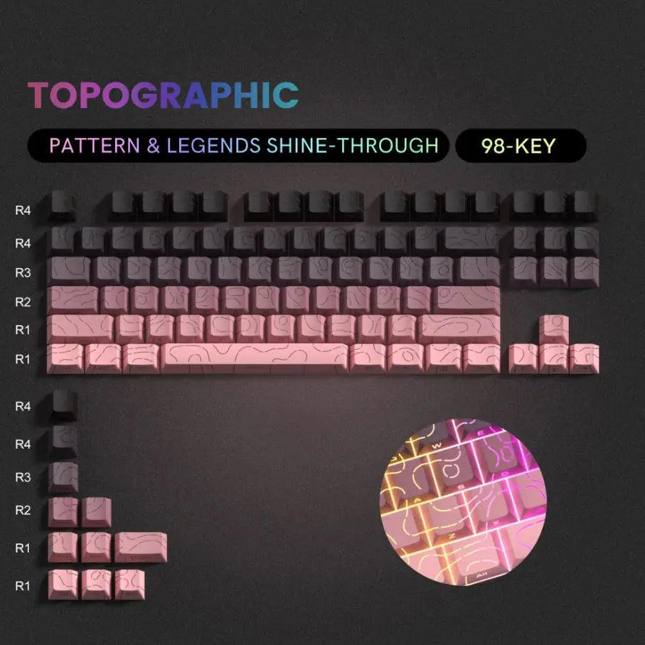 Contour 4.0 Side-Engraved PBT Translucent 97-Key Mechanical Keyboard Keycaps – White Gaming Keycap Set for Magnetic Switch F75 GMK87