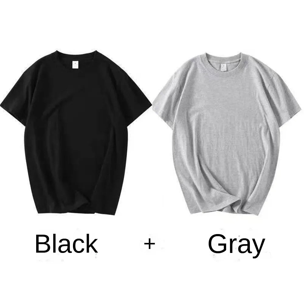 2PCS Unisex 100% Cotton White T-Shirts – Casual Loose Fit Short Sleeve Breathable Tees for Men & Women