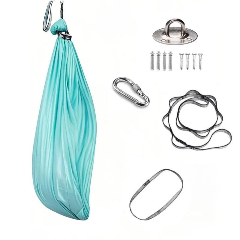 1.5x2.8m Elastic Swing Hammock – Indoor & Outdoor Aerial Yoga Swing with Adjustable Fabric & Hardware for Adults