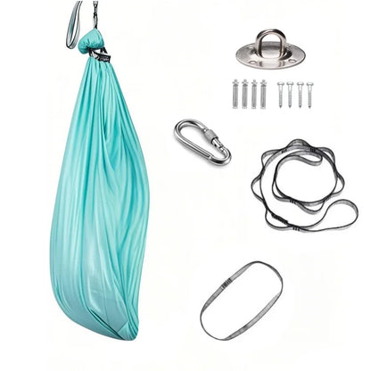 1.5x2.8m Elastic Swing Hammock – Indoor & Outdoor Aerial Yoga Swing with Adjustable Fabric & Hardware for Adults