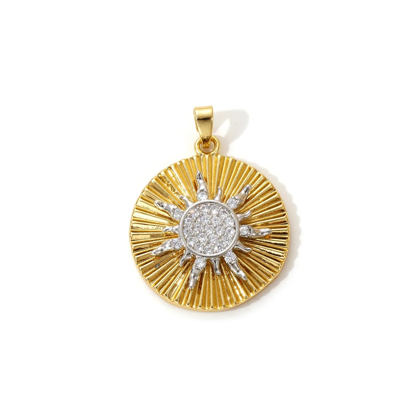 18K Gold Plated Sunflower Star Pendant – Brass Micro Pave Cubic Zirconia DIY Necklace Jewelry Making Charm