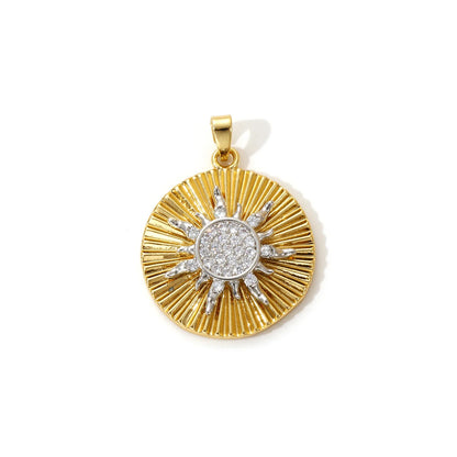 18K Gold Plated Sunflower Star Pendant – Brass Micro Pave Cubic Zirconia DIY Necklace Jewelry Making Charm