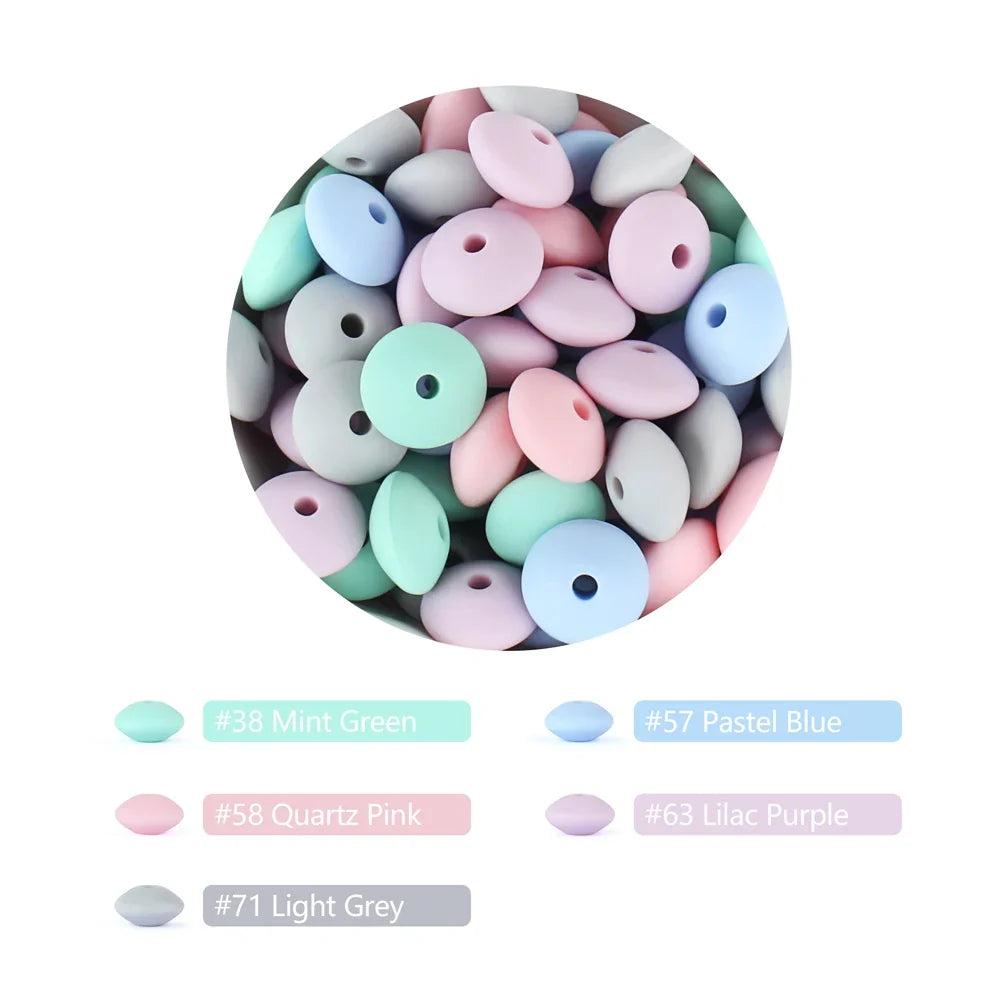 12mm Silicone Lentil Abacus Beads 50/100PCS – DIY Loose Focal Beads for Jewelry, Bracelets, Necklaces & Keychains