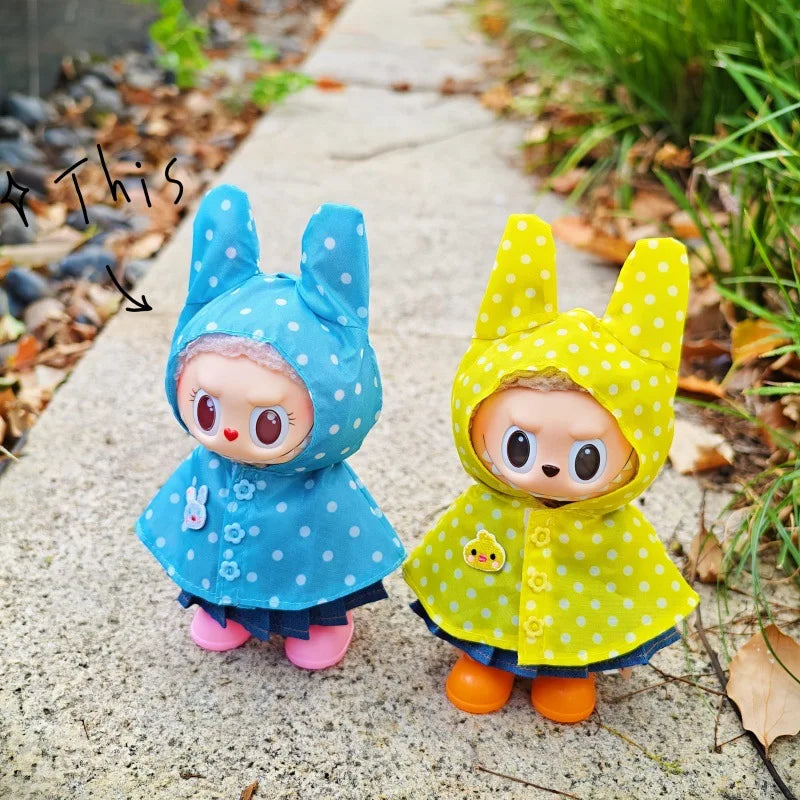 17CM Labubu Monster Doll Clothes – DIY Colorful Raincoat Outfit with Cute Candy Dots, Kids’ Gift Accessories