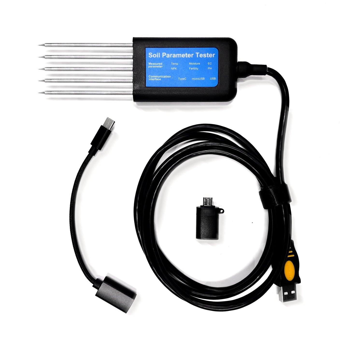 USB Soil Integrated Transmitter Sensor – Temperature, Humidity, EC, pH & NPK Agriculture Soil Tester Detector