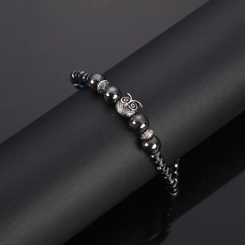 Weight Loss Magnet Anklets: Owl Animals Stone Magnetic Therapy Bracelets for Women Men - Pain Relief, Slimming Health Jewelry